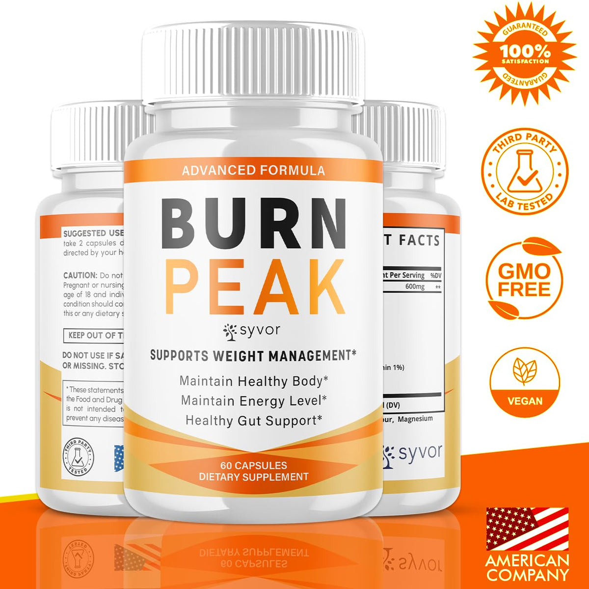 (5 Pack) Burn Peak Capsules, Official Burnpeak Pink Salt Pills with All Natural Ingredients, Advanced Health and Wellness Supplement with Premium Vitamins for Active Lifestyle Support (300 Capsules) - Maple Wellness Supplements
