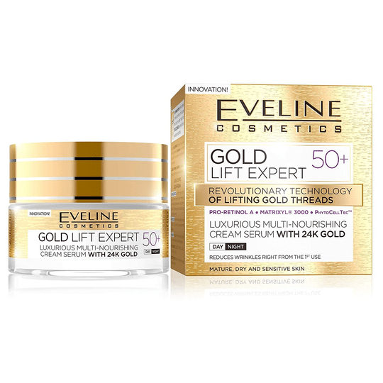 50 + Eveline Cosmetics Gold 24Karat Gold Lift Expert Cream Day & Night 50ml - Maple Wellness Supplements
