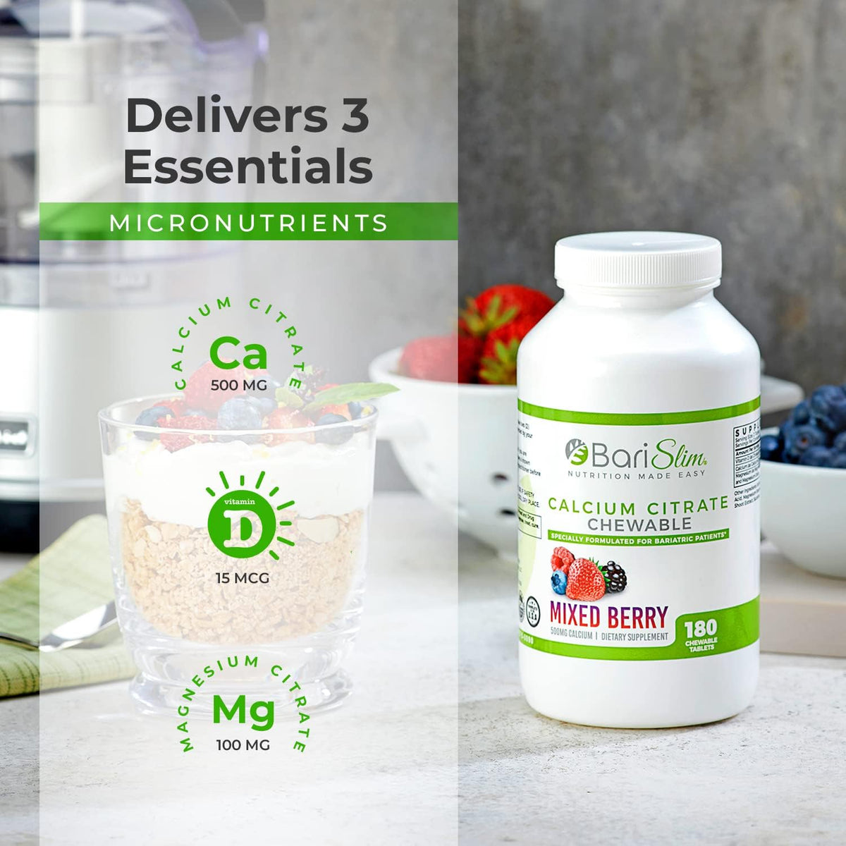 BariSlim Bariatric Calcium Citrate & Complete Chewable Multivitamin - Bariatric Vitamin and Supplement for Post Bariatric Surgery Including Gastric Bypass and Gastric Sleeve - Maple Wellness Supplements