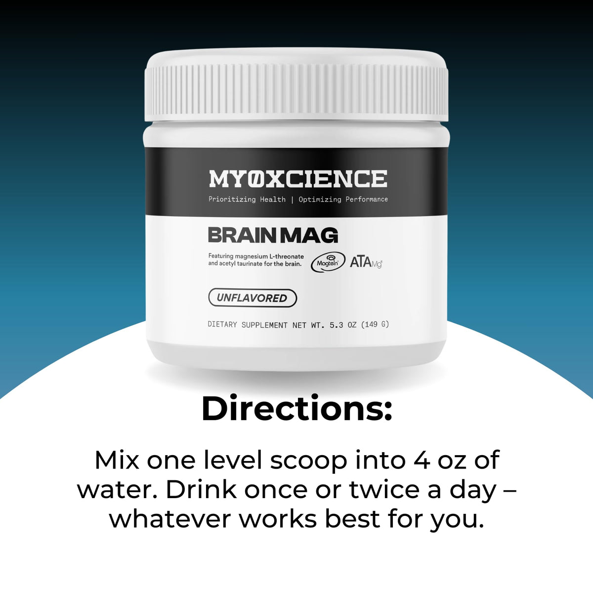 MYOXCIENCE Brain Mag | Magnesium L-Threonate Magtein & Magnesium Glycinate Powder (Unflavored) (60 Servings) - Maple Wellness Supplements
