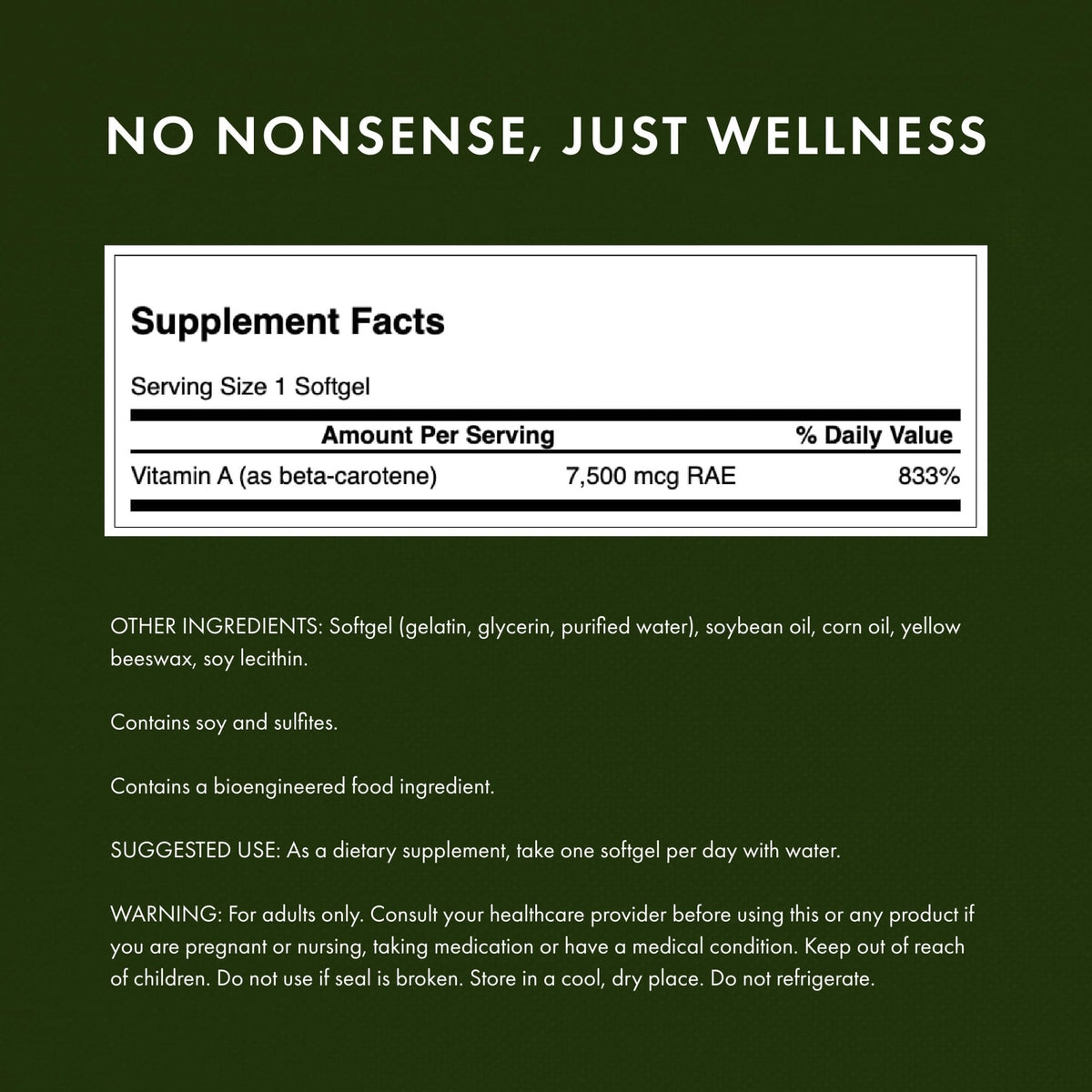Swanson Beta-Carotene Vitamin A 25,000 IU Eye and Skin Health Supplement for Adults Seeking Vision and Immune Support - 7,500 mcg (300 Softgels) - Maple Wellness Supplements