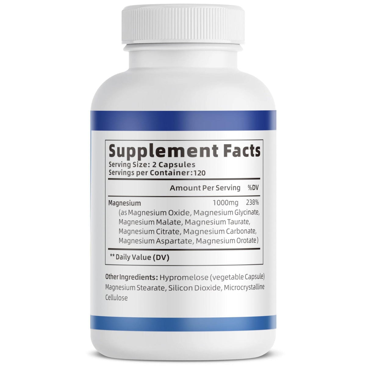 1000mg Magnesium Complex Capsules, 8-in-1 Magnesium Glycinate, Citrate, Malate, Taurate, Oxide, Carbonate, Aspartate, Orotate - 240 Capsules - Maple Wellness Supplements