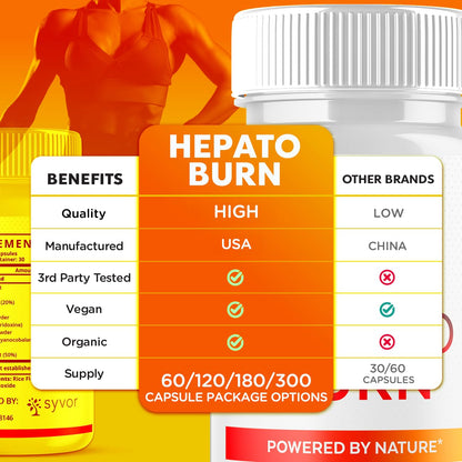 (3 Pack) Hepato Burn Capsules, Official Hepato Burn Pills with All Natural Premium Ingredients, Hepatoburn Energy and Fitness Vitamin Supplement, Hepatoburn Lifestyle Powered by Nature (180 Capsules) - Maple Wellness Supplements