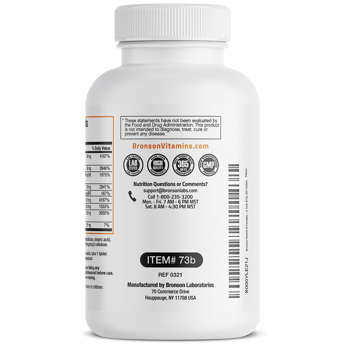Bronson Super B Vitamin B Complex Sustained Slow Release Vitamin B1, B2, B3, B6, B9 BronsonBuy Supplements Australia