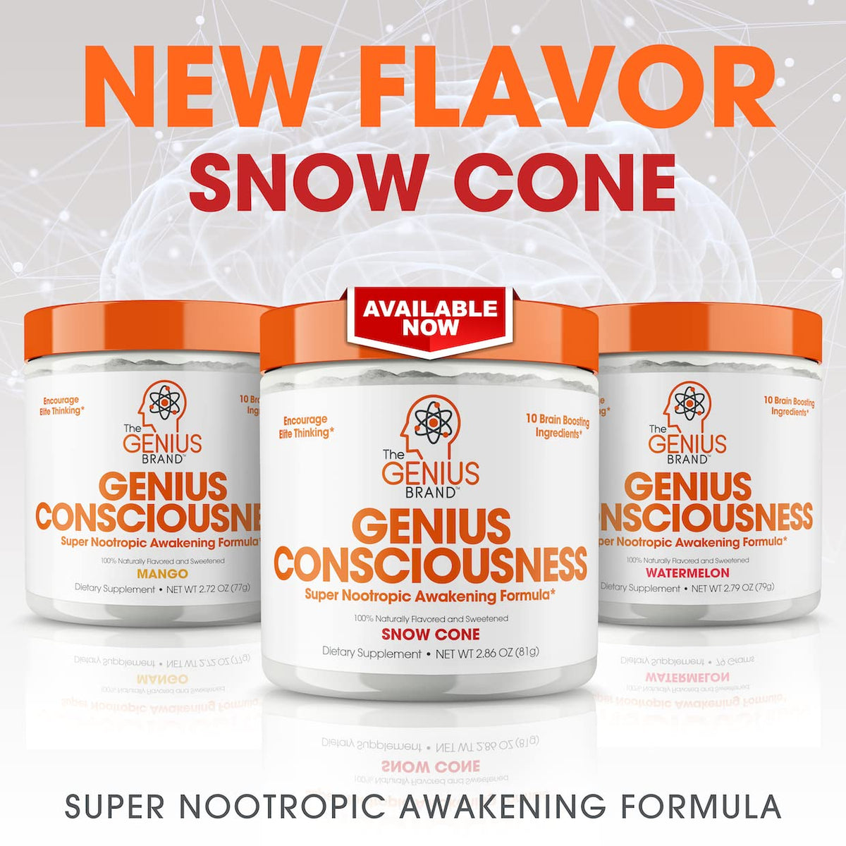 Genius Consciousness, Super Nootropic Brain Supplement Powder, Watermelon The Genius BrandBuy Supplements Australia