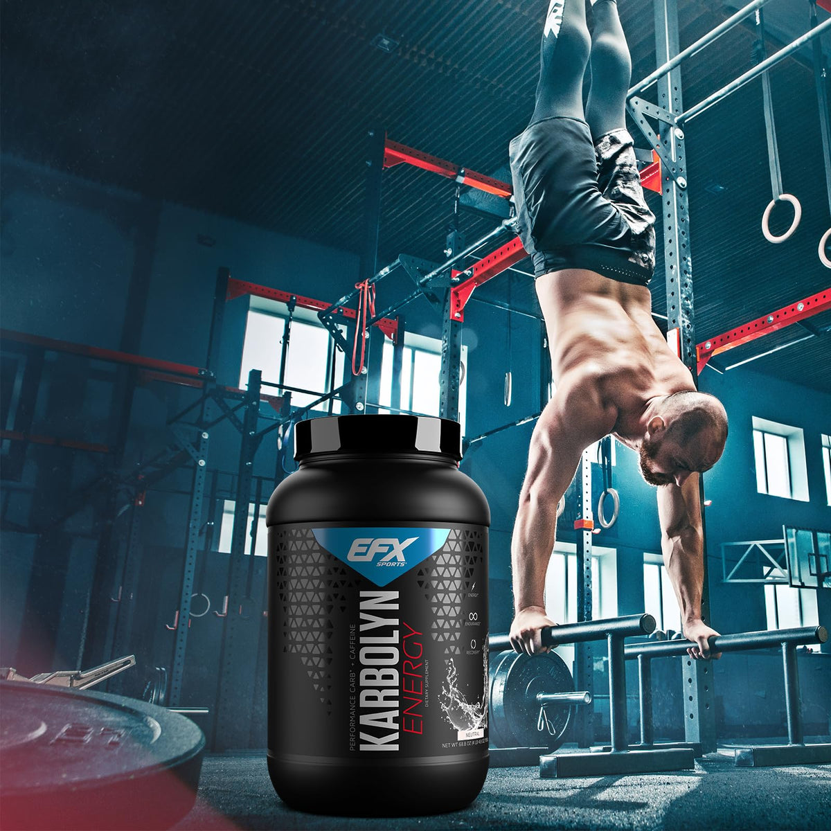 EFX Sports Karbolyn Energy | Performance Carbohydrate Powder + Caffeine | Carb Load & Energize | 250mg Caffeine | Sugar Free | 38 Servings (Neutral)
