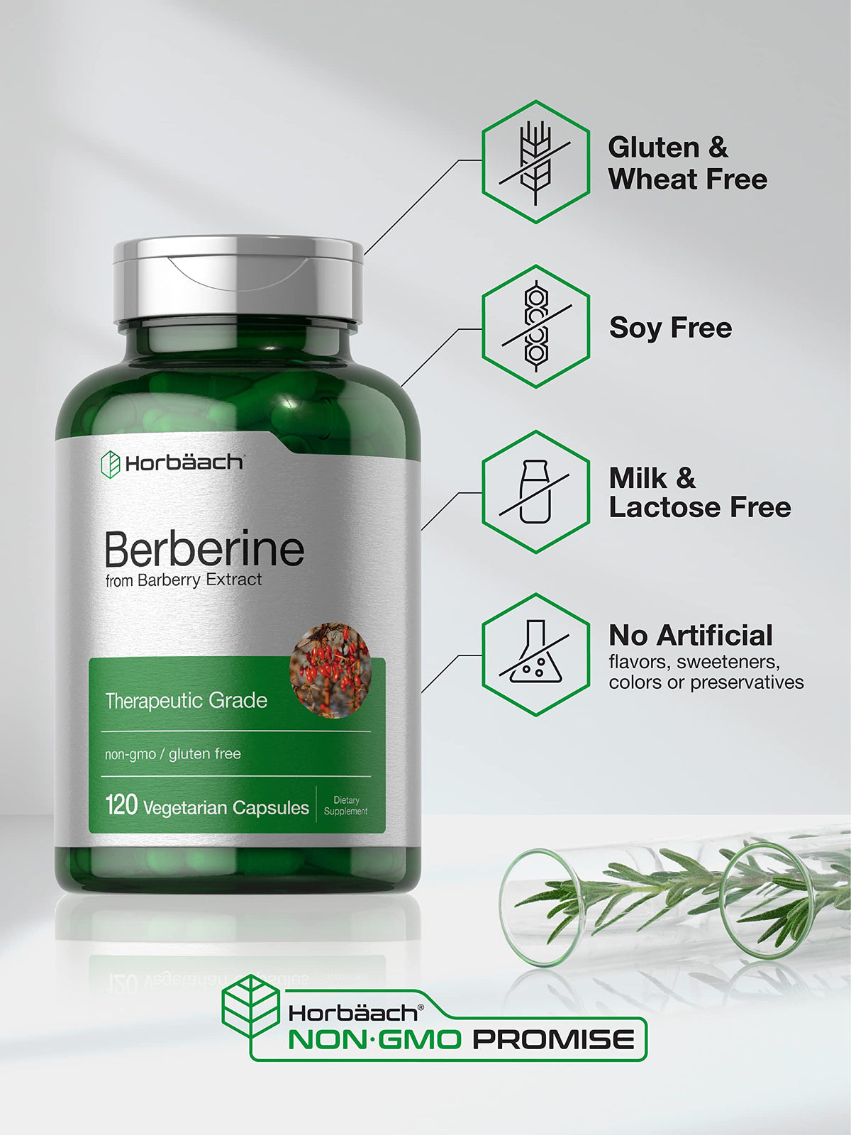 Berberine Supplement | 120 Capsules | Berberine HCl from Barberry Extract | Non-GMO HorbäachBuy Supplements Australia