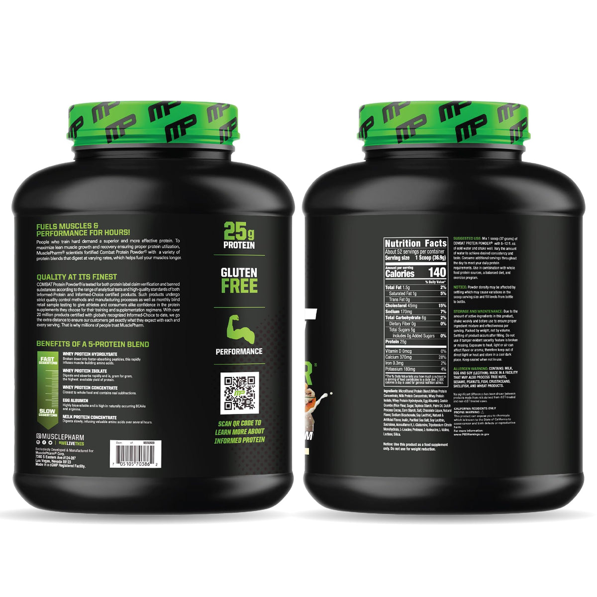 MusclePharm Combat Protein Powder, Chocolate Milk - 4 lb - Gluten Free - 52 Servings Muscle PharmBuy Supplements Australia
