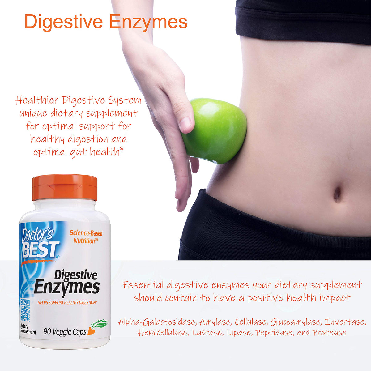 Doctor's Best Digestive Enzymes Non-GMO Vegetarian Gluten Free, 90 Cap Doctor's BESTBuy Supplements Australia