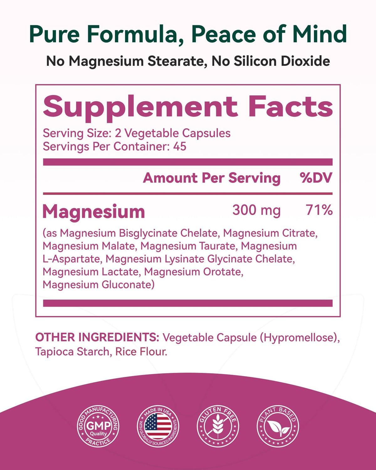9-in-1 Magnesium Complex, 300mg Magnesium from 9 Organic Forms, Glycinate, Citrate, Malate, High Absorption for Sleep & Relaxation, Energy & Muscle Support, 90 Capsules - Maple Wellness Supplements