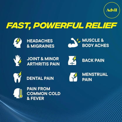 Advil Pain Reliever and Fever Reducer, Pain Relief Medicine with Ibuprofen 200mg for Headache, Backache, Menstrual Pain and Joint Pain Relief - 100 Coated Tablets - Maple Wellness Supplements