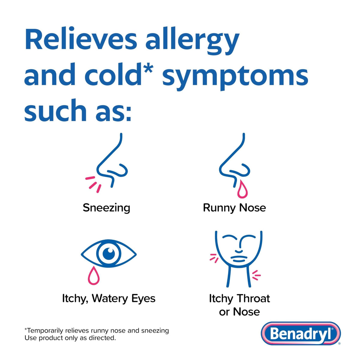 Benadryl Ultratabs Allergy Medicine, 25 mg Diphenhydramine HCl Antihistamine Tablets For Cold & Allergy Relief of Symptoms Like Sneezing, Runny Nose, Itchy Eyes & Throat, Hay Fever, 100 Count Tablets - Maple Wellness Supplements