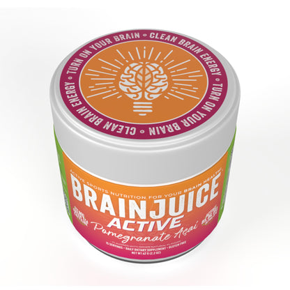 BrainJuice Nootropics Brain Support Supplement, Gluten Free Powder for Energy and Focus, Pre Workout w/Alpha GPC, Vitamin B & Organic Green Tea Extract Caffeine, Active Pomegranate Acai, 15 Servings - Maple Wellness Supplements