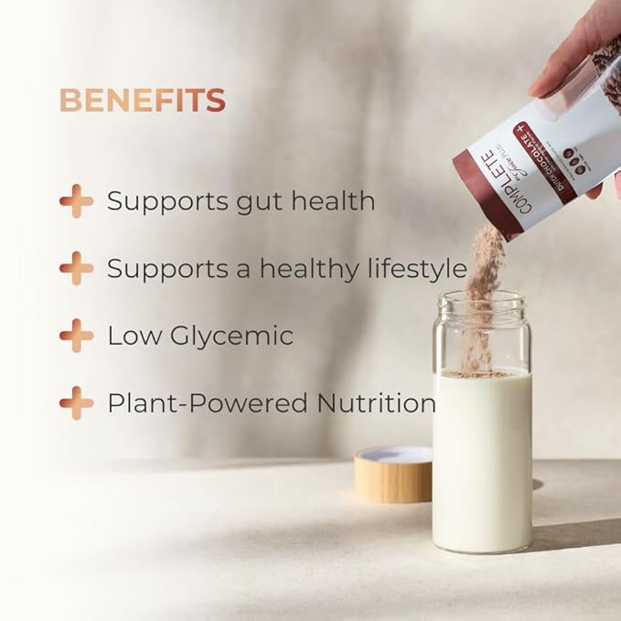 Complete by JuicePlus+ Dutch Chocolate Shakes - Plant-Based Nutrition - Whole Food Based Shake Powder with Protein, Fiber & Prebiotics - 30 Servings (2 Pouches, 15 Servings Each) - Maple Wellness Supplements