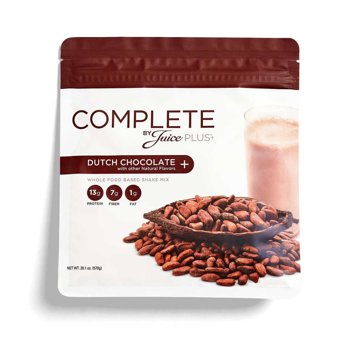Complete by JuicePlus+ Dutch Chocolate Shakes - Plant-Based Nutrition - Whole Food Based Shake Powder with Protein, Fiber & Prebiotics - 30 Servings (2 Pouches, 15 Servings Each) - Maple Wellness Supplements