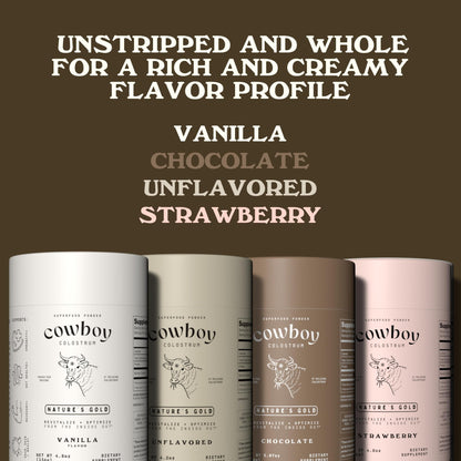 Cowboy - The Exclusive 1st Milking, Whole, Grass Fed Colostrum Supplement for Full Body Health - Sugar Free Bovine Colostrum Powder Packed with Bioactive(Vanilla & Chocolate) Nutrients - Maple Wellness Supplements