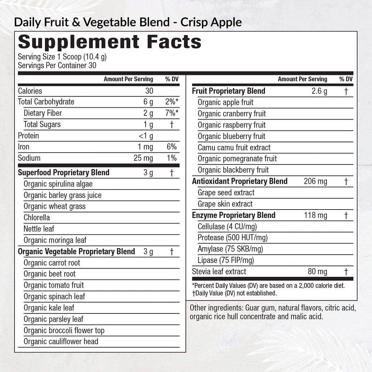 Equilife Daily Fruit & Vegetable Blend, Superfood Antioxidant Supplement, Crisp Apple Flavor with Vitamin C, Fiber, and 9 Essential Amino Acids, Supports Energy, Low Sugar, Vegan, 30 Servings Tub - Maple Wellness Supplements