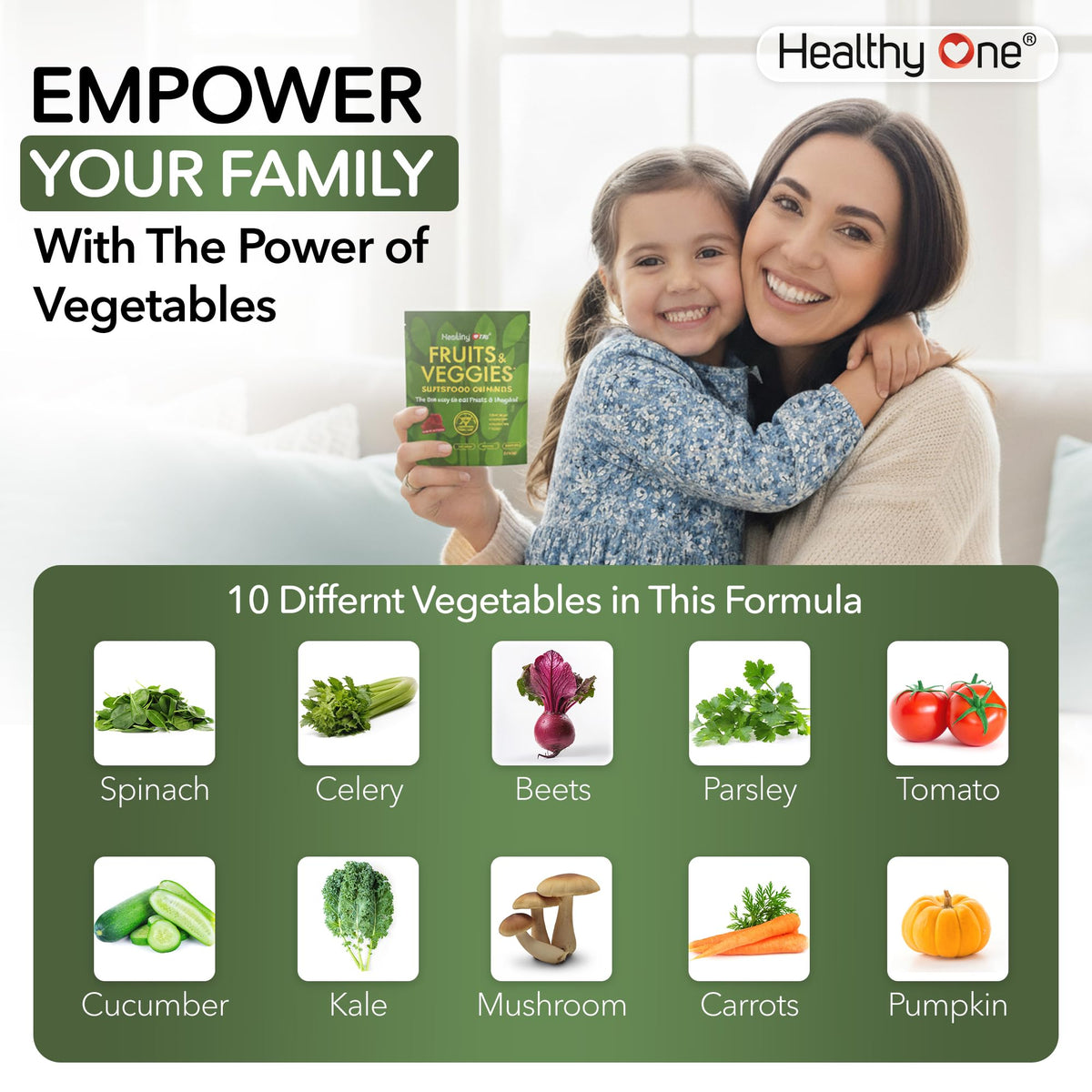 Fruits & Veggies Sugar-Free Gummies - 27 Whole Foods - Equals 3 Servings of Fruits & Vegetables - Improve Energy, Focus & Immune Function - Fiber - Antioxidants - Organic Ingredients - 14 Packets - Maple Wellness Supplements