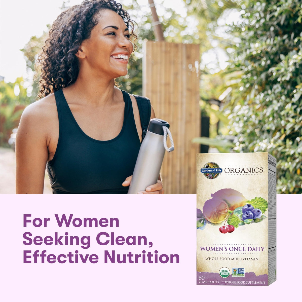 Garden of Life Organics Multivitamin for Women - Women's Once Daily Multi - Whole Food Multi with Iron, Biotin, Vegan Organic Womens Multivitamin for Health, Energy Hair Skin and Nails, 60 Tablets - Maple Wellness Supplements