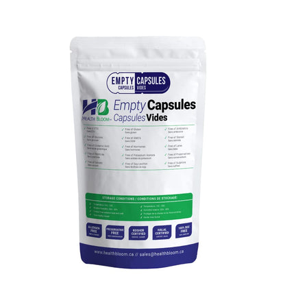 Health Bloom Inc. Empty Vegetable Capsules Size 2 Natural, 1000 Count - Maple Wellness Supplements