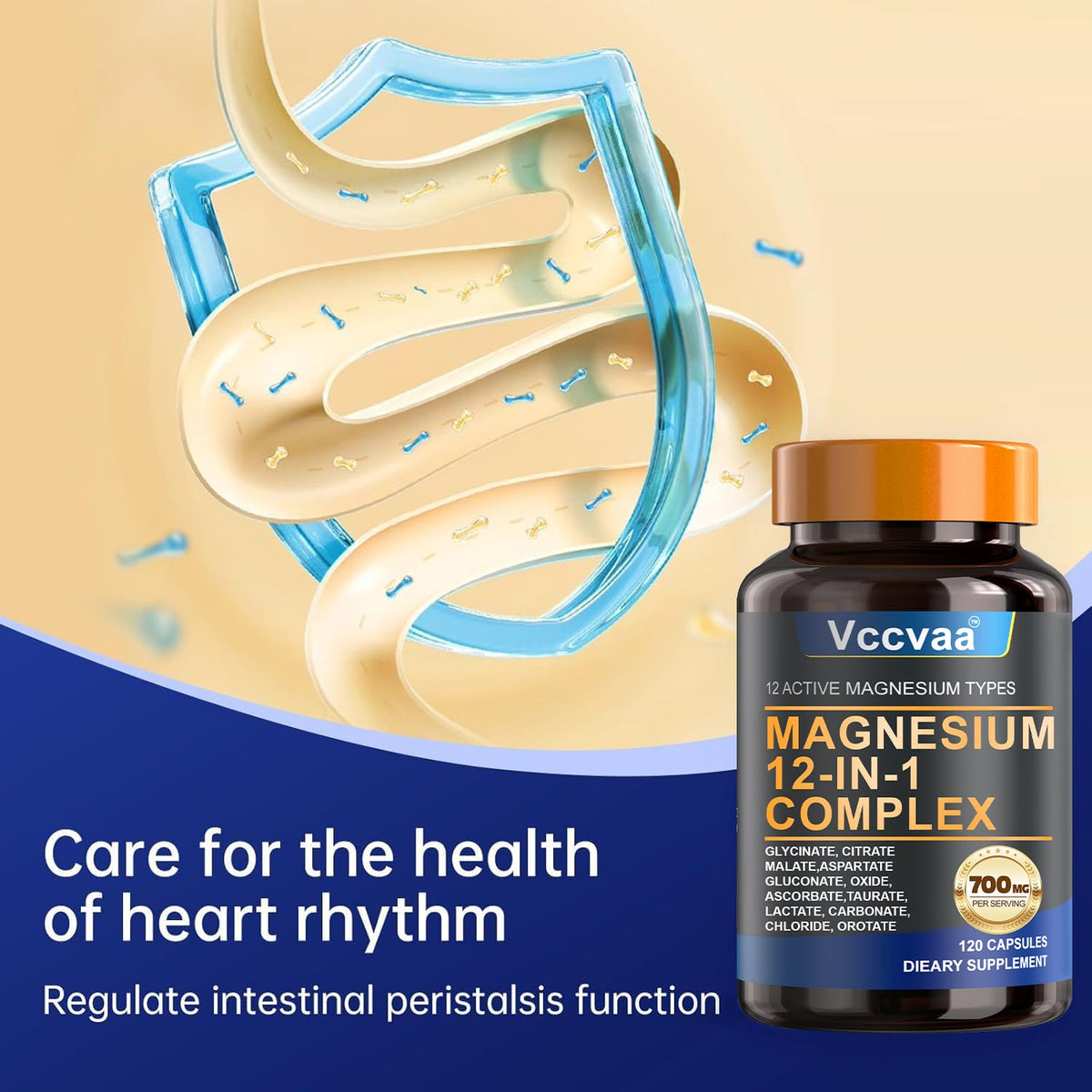 Magnesium Complex 700mg – 12-in-1 Magnesium Supplement with Glycinate, Citrate, Malate, Oxide, Taurate & More – High Absorption for Muscle, Heart, Sleep, Bone, Nerve Support –120 Capsules (1 Pack) - Maple Wellness Supplements