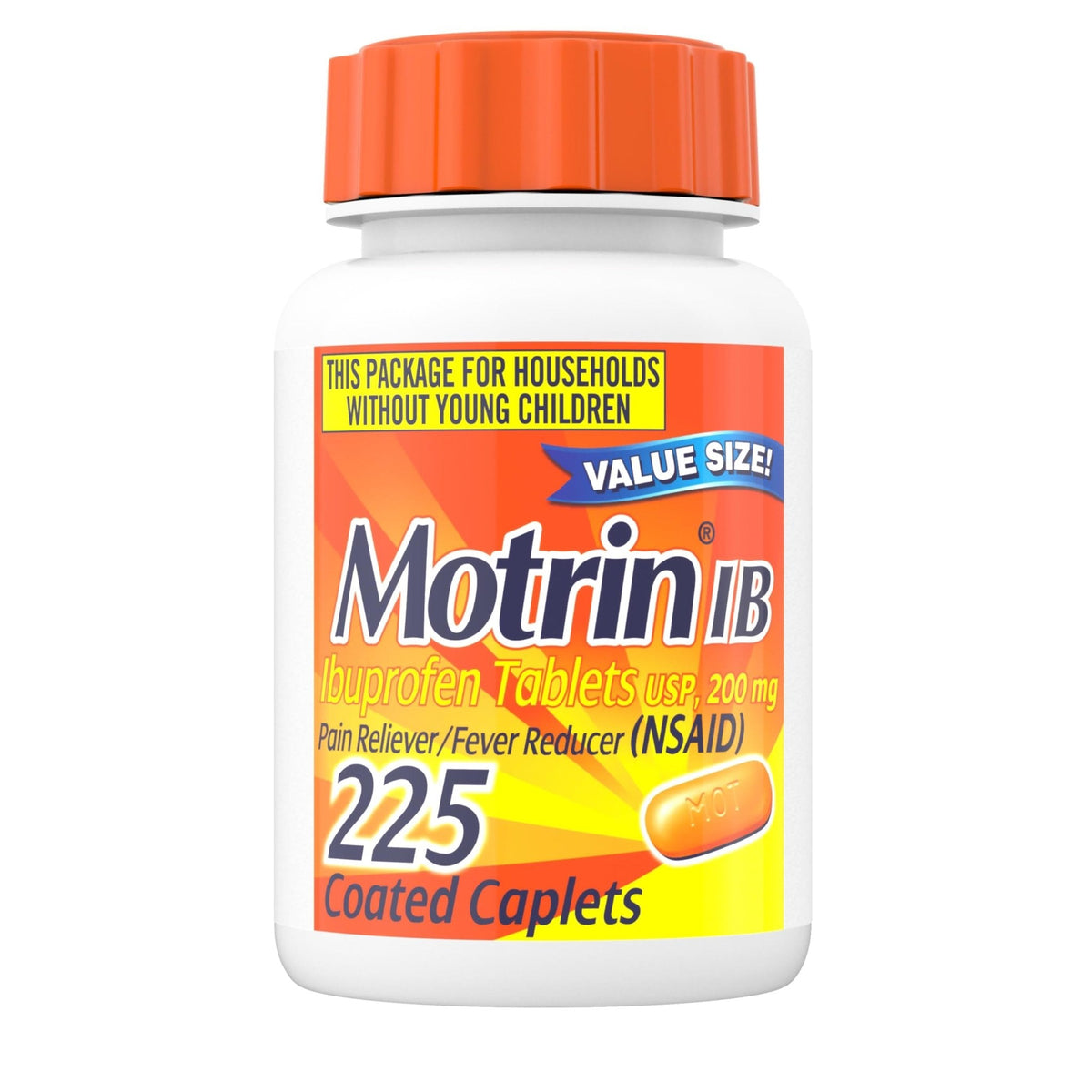 Motrin IB Ibuprofen 200mg Tablets, Ibuprofen Pain & Fever Reliever for Headache, Backache, Muscular Aches, Menstrual Pain & Minor Arthritis Pain, Over-The-Counter NSAID Medicine, 225 ct - Maple Wellness Supplements