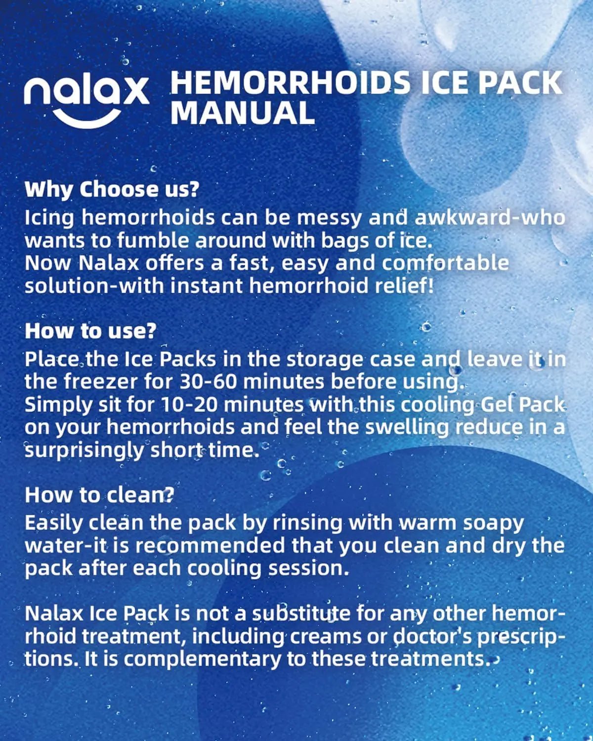 nalax Hemorrhoid Treatment Ice Pack for Fast Relief, FSA-HSA Eligible Cooling Gel Pads, Ultra-Soft, No Mess, Home Use for Hemorrhoid Sufferers & New Moms with Hemorrhoids, Includes 2 Storage Cases - Maple Wellness Supplements