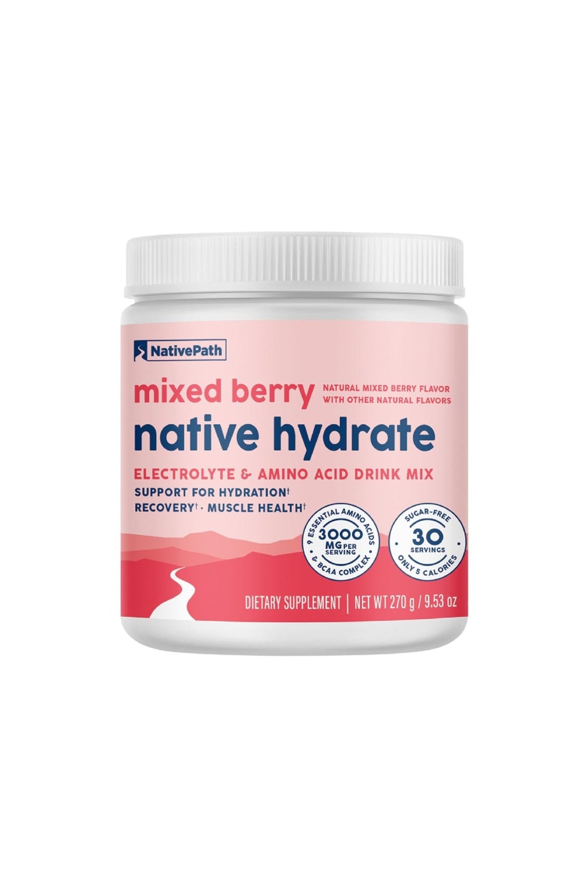 NativePath Hydrate, Zero Sugar, Electrolytes Powder with BCAAs, Mixed Berry Hydration, Keto & Paleo Friendly, 30 Servings - Maple Wellness Supplements