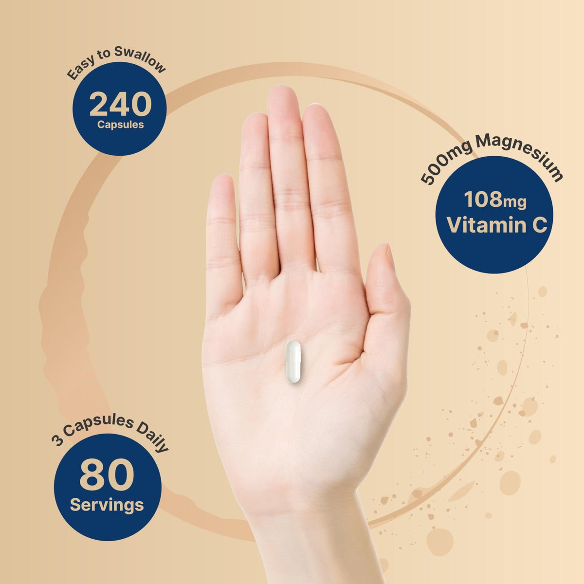 NatureBell Pure Magnesium Citrate 500mg per 3 Capsules Serving Size, 240 Capsules per Bottle - Maple Wellness Supplements