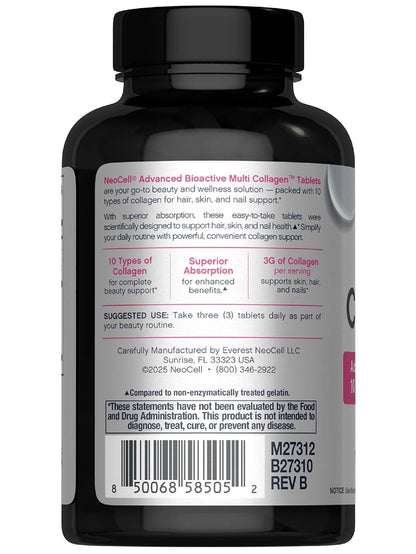 NeoCell Super Multi Collagen Peptides | 120 Tablets | 10 Types of Collagen | Skin, Hair and Nails | Beauty Supplement | For Men and Women - Maple Wellness Supplements