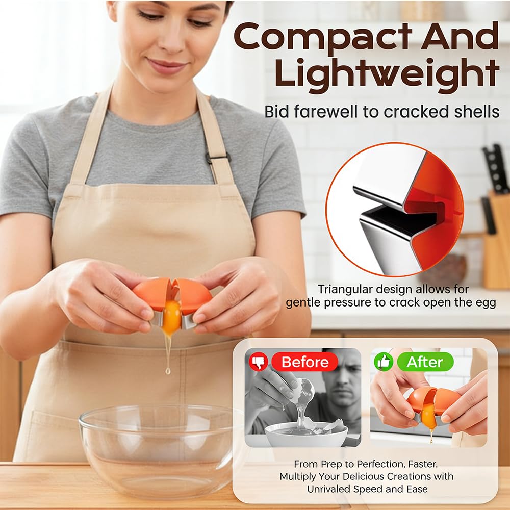 New Egg Shell Opener Egg Cracker Tool Stainless Steel, Multifunctional Egg Shell Opener for Raw Or Hard-Boiled Eggs, Kitchen Gadget for Cooking Baking (Yellow) - Maple Wellness Supplements