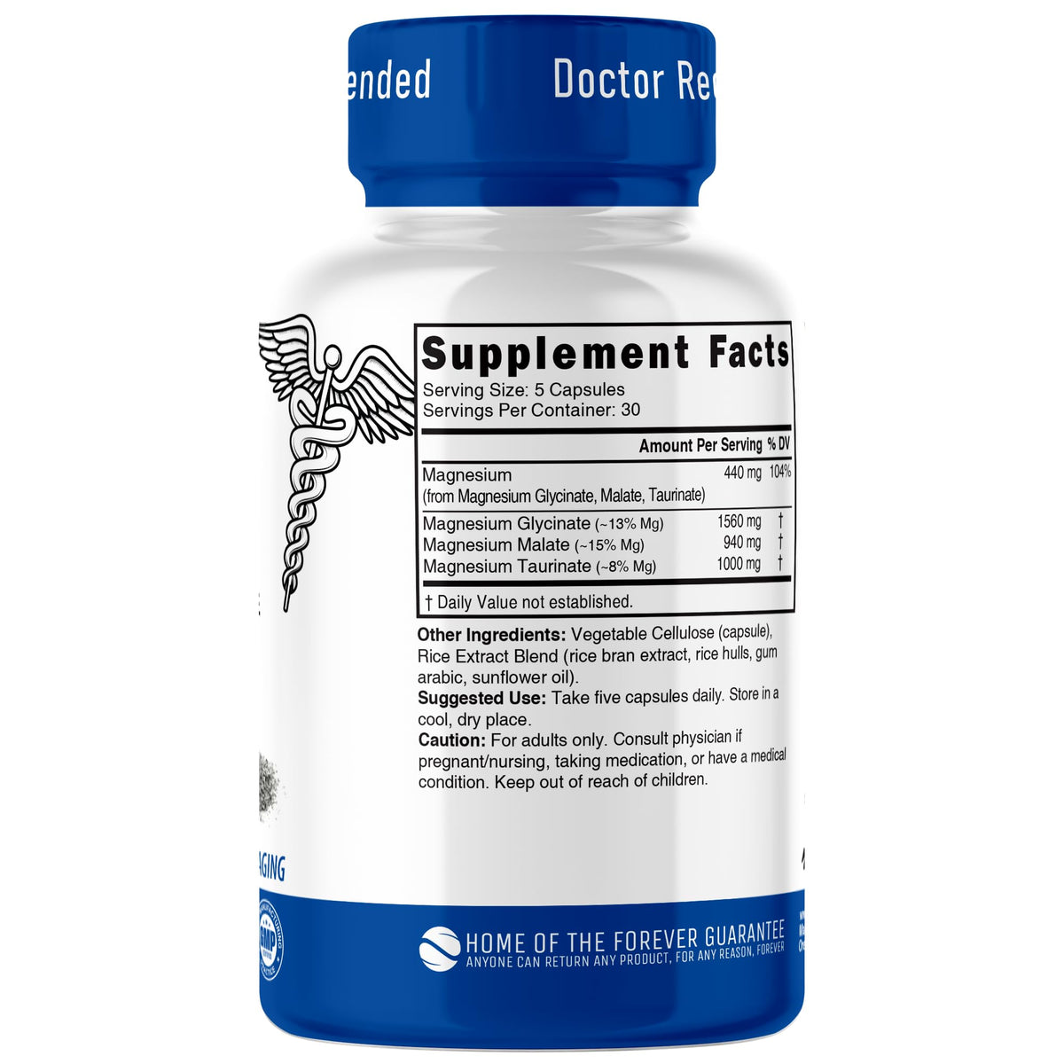 Nutri Triple Magnesium Complex 440mg - Magnesium Glycinate, Malate, & Taurinate - 100% Chelated for Maximum Absorption - 120 Vegan Capsules - Triple Complex Magnesium - Magnesio Triple Complex - Maple Wellness Supplements