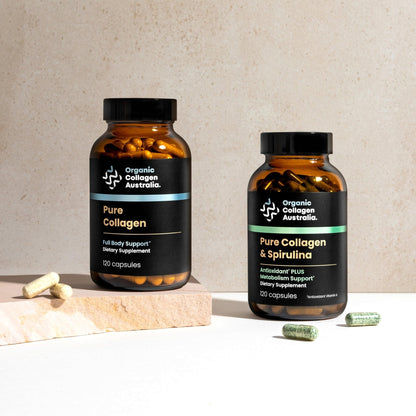 Organic Collagen Australia Pure Collagen & Spirulina Capsules – Antioxidant-Rich Supplement for Skin Elasticity, Joint Health, Metabolism Support & Energy (120 Capsules) - Maple Wellness Supplements