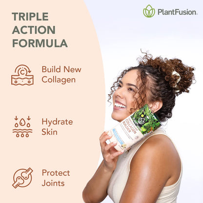 PlantFusion Vegan Collagen Powder - Plant Based Collagen Protein Powder For Muscle & Joints, Hair, Skin & Nails - Keto, Gluten Free, Soy Free, Non-Dairy, No Sugar, Non-GMO - Unflavored 10.58 oz - Maple Wellness Supplements