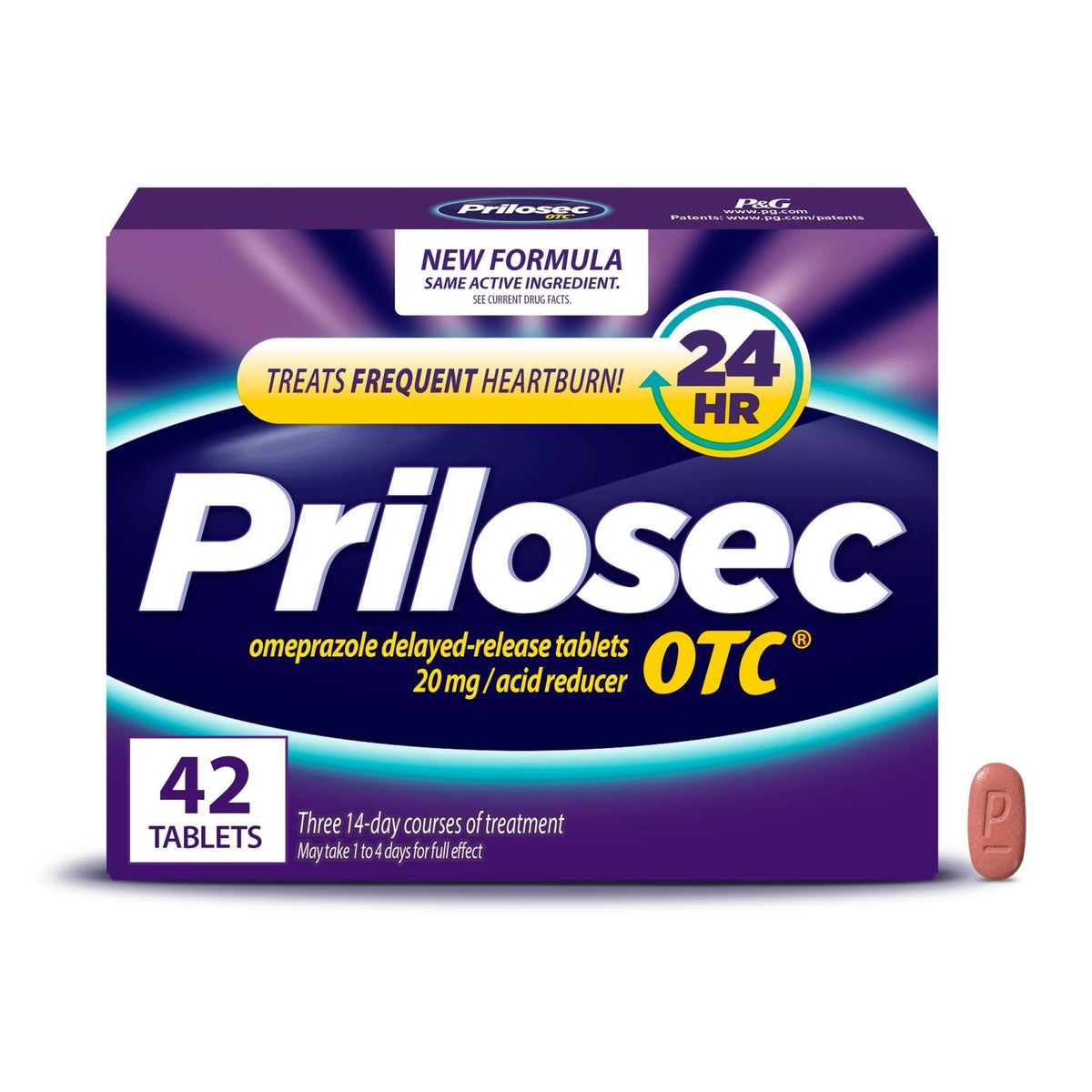 Prilosec OTC, Omeprazole 20mg, Heartburn Medicine, Acid Reflux Medicine, 24 Hour Relief, 42 Tablets - Maple Wellness Supplements