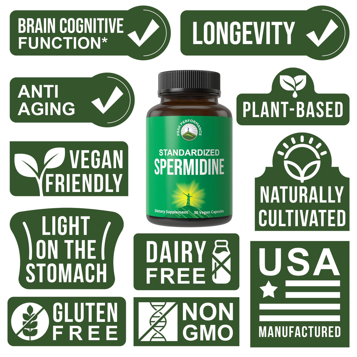 Spermidine Supplement Ultra High Strength Standardized to 99% Spermidine Trihydrochloride. More Potent Than Wheat Germ Extract. Vegan Capsules for Healthy Aging, Longevity. USA Tested Supplements - Maple Wellness Supplements
