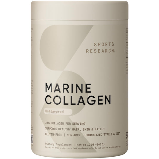 Sports Research Marine Collagen Peptides Powder - Sourced from Wild-Caught Fish, Pescatarian Friendly, Keto Certified & Non-GMO Tested - Maple Wellness Supplements