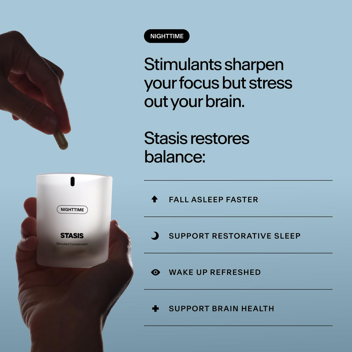 STASIS Nighttime Supplement for Men & Women with Magnesium, Melatonin, Zinc & Botanical Extracts, Evening Routine Support Capsules for Bedtime Use, Vegan, Non GMO, 25 Servings, 1 Month Supply - Maple Wellness Supplements